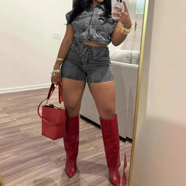 Denim Shorts Sets