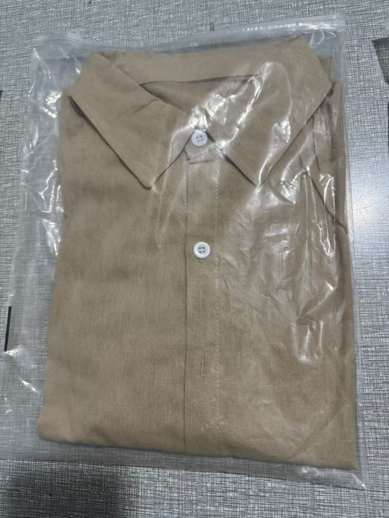 Solid-color cotton-linen shirt