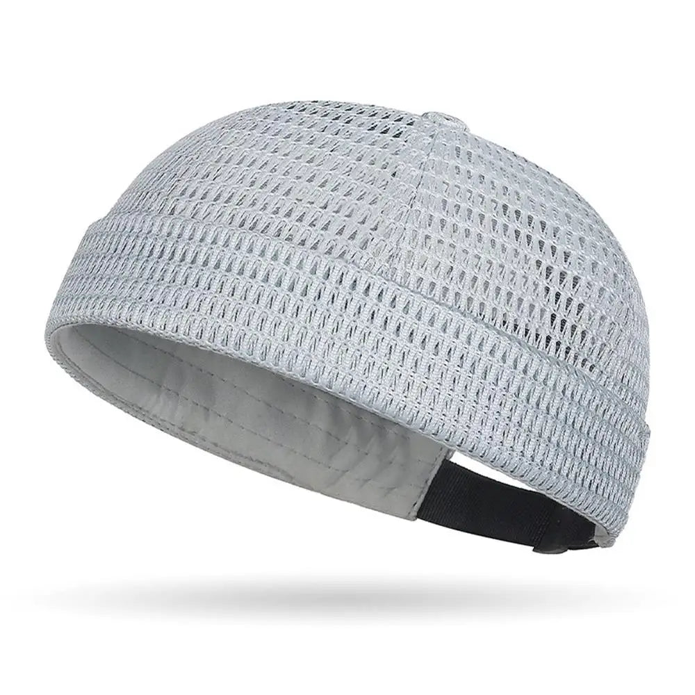 New Mesh Breathable Brimless Melon Skin Hat Summer Ultra-Light Adjustable Docker Beanies Hat Outdoor Hip Hop Sailor Landlord Cap