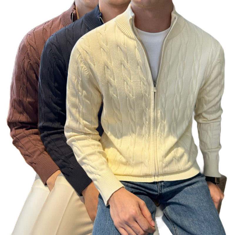 Plus-size cable knit sweater for men