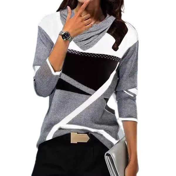 Womens V-Neck Printed Long Sleeve T-Shirt