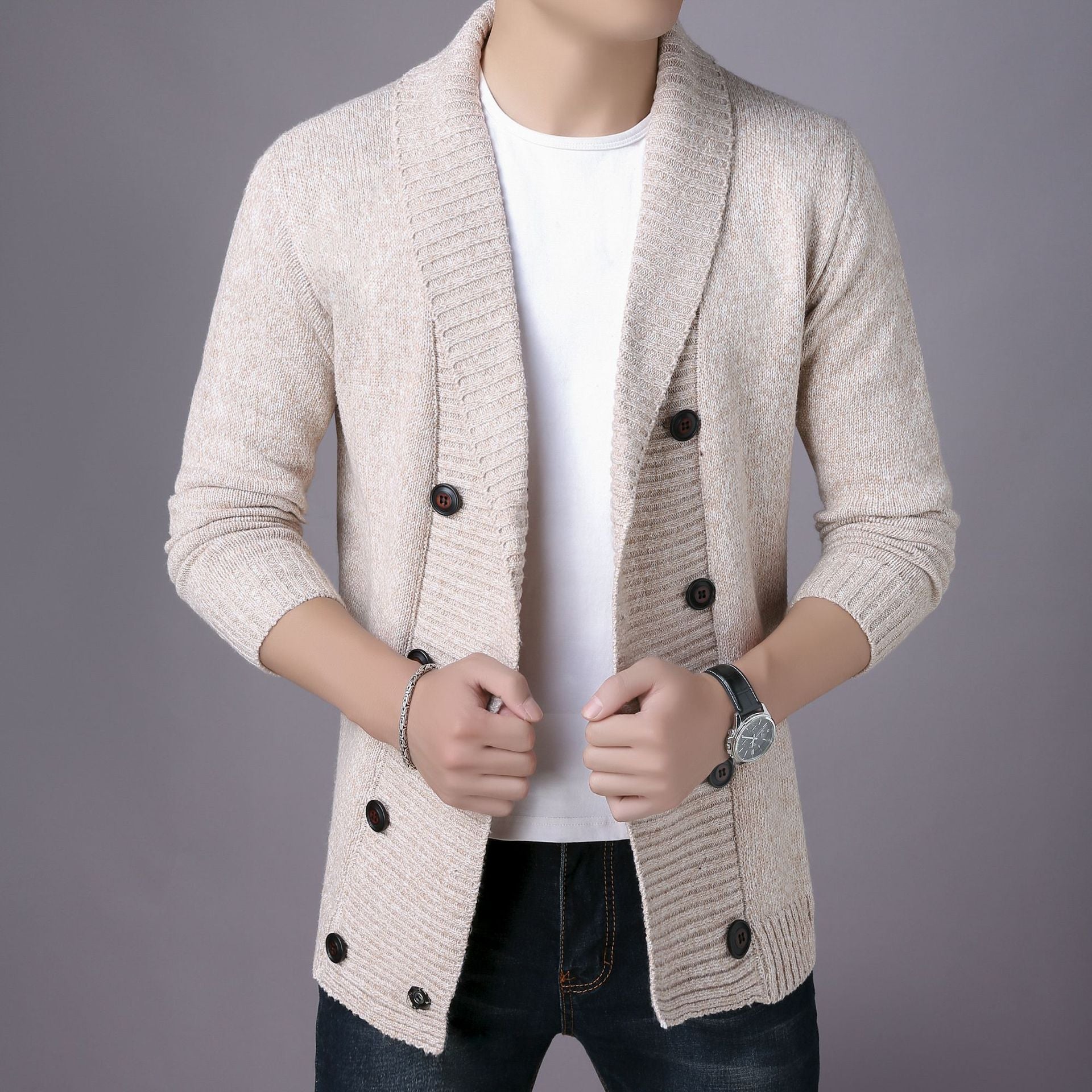 Men's Double Breasted Casual Cardigan Sweater