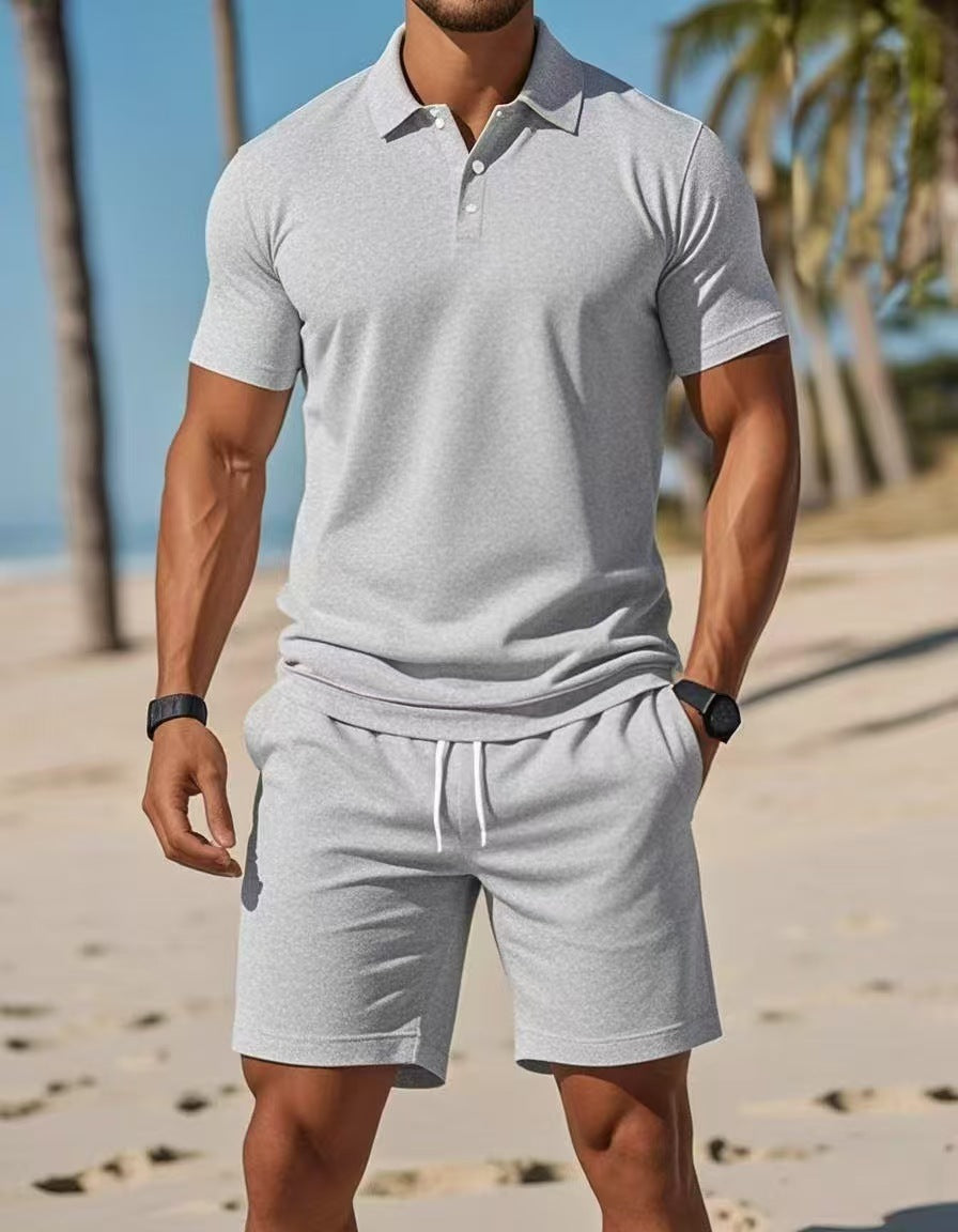 Men's Slim Fit Polo Shirt and Shorts Set