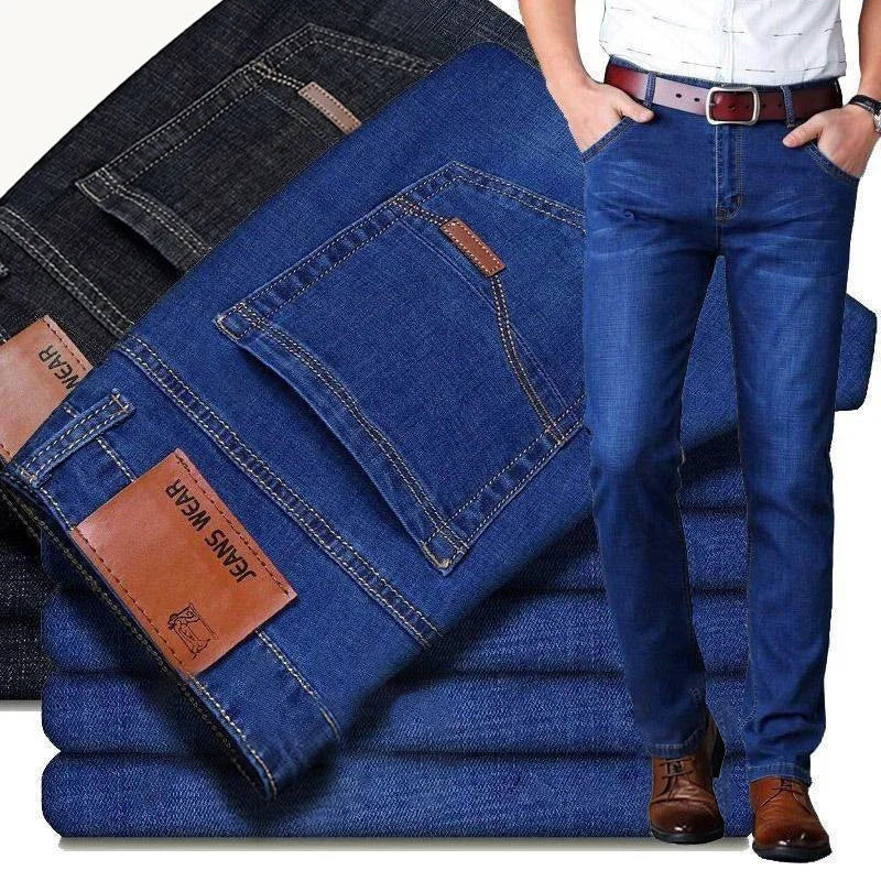 Straight Stretch Slim Fit Business Denim Trousers