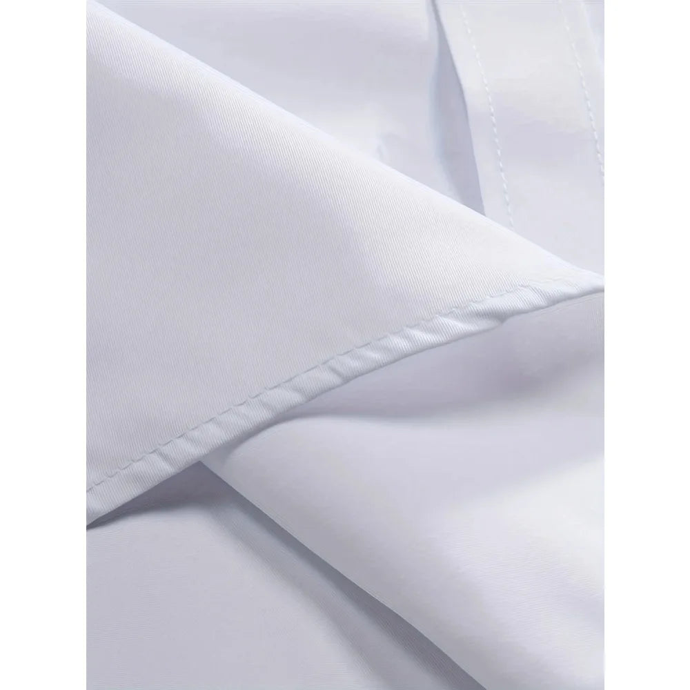 FGKKS New Solid Color Long Sleeve Elastic Fabric Shirt