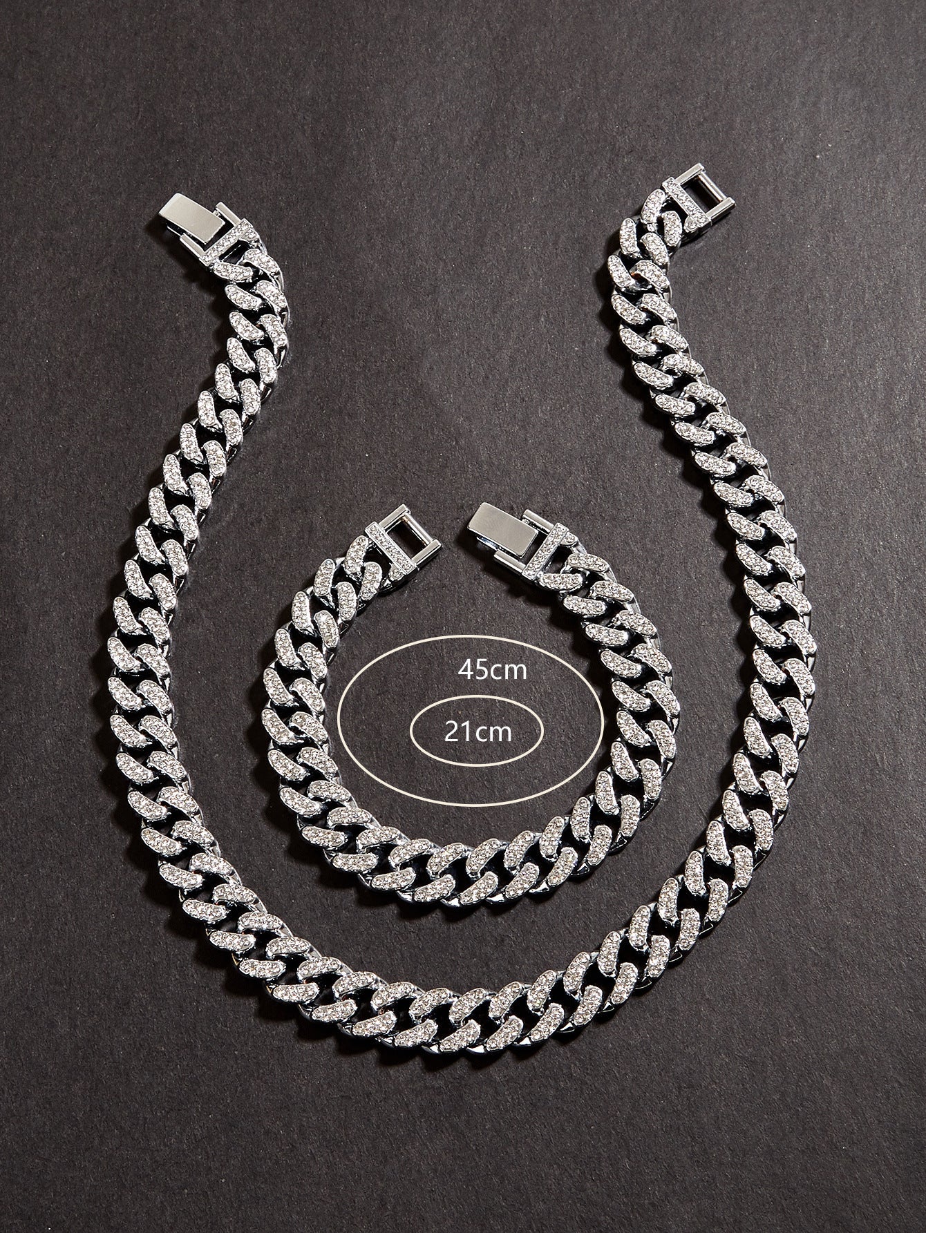 Men's Geometric Cuban Chain Necklace Bracelet Set