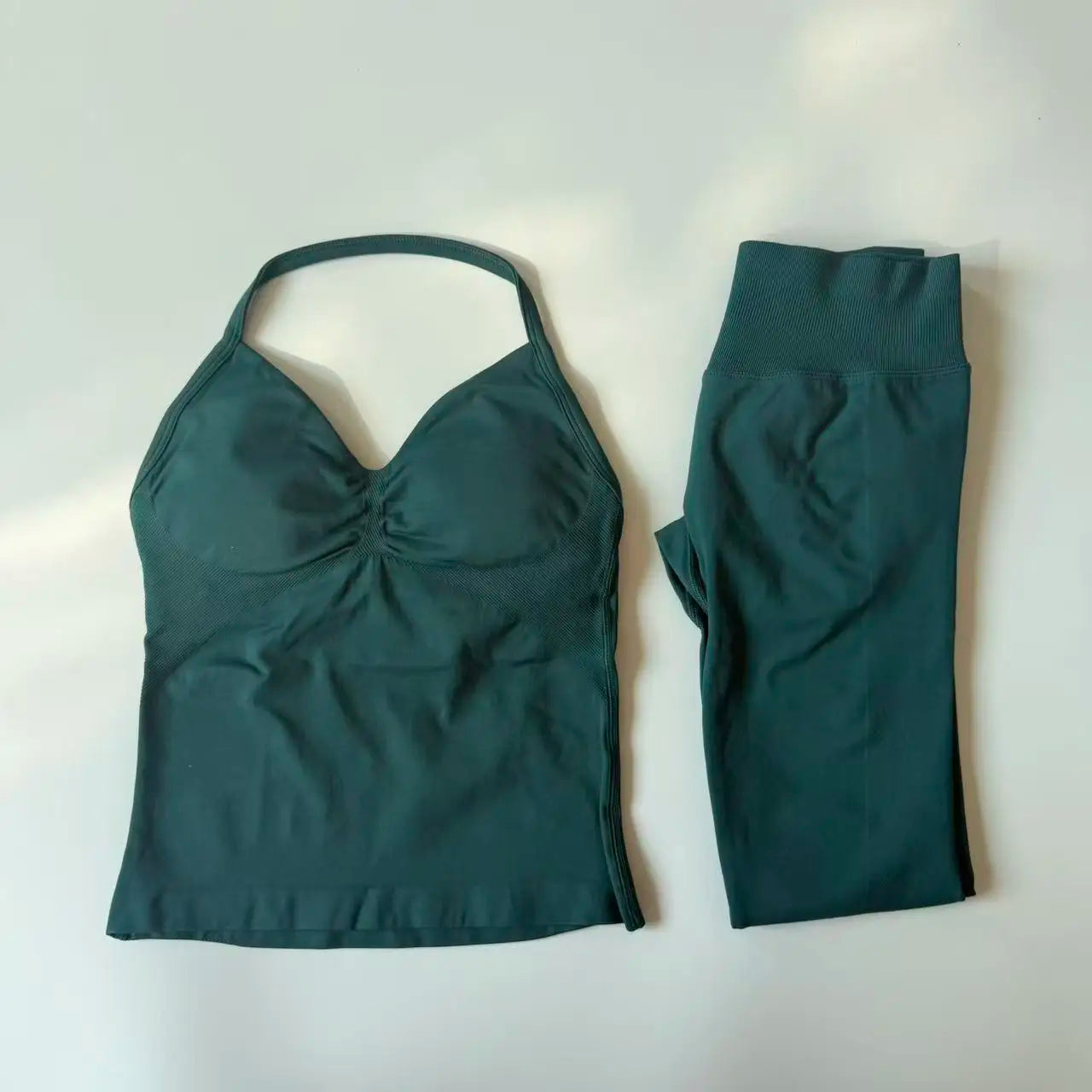 2 Pieces Set Yoga Leggings Set Women Backless Tank Tops High Waist Scrunch Gym Suit Fitness Clothes Outfit Yoga Set