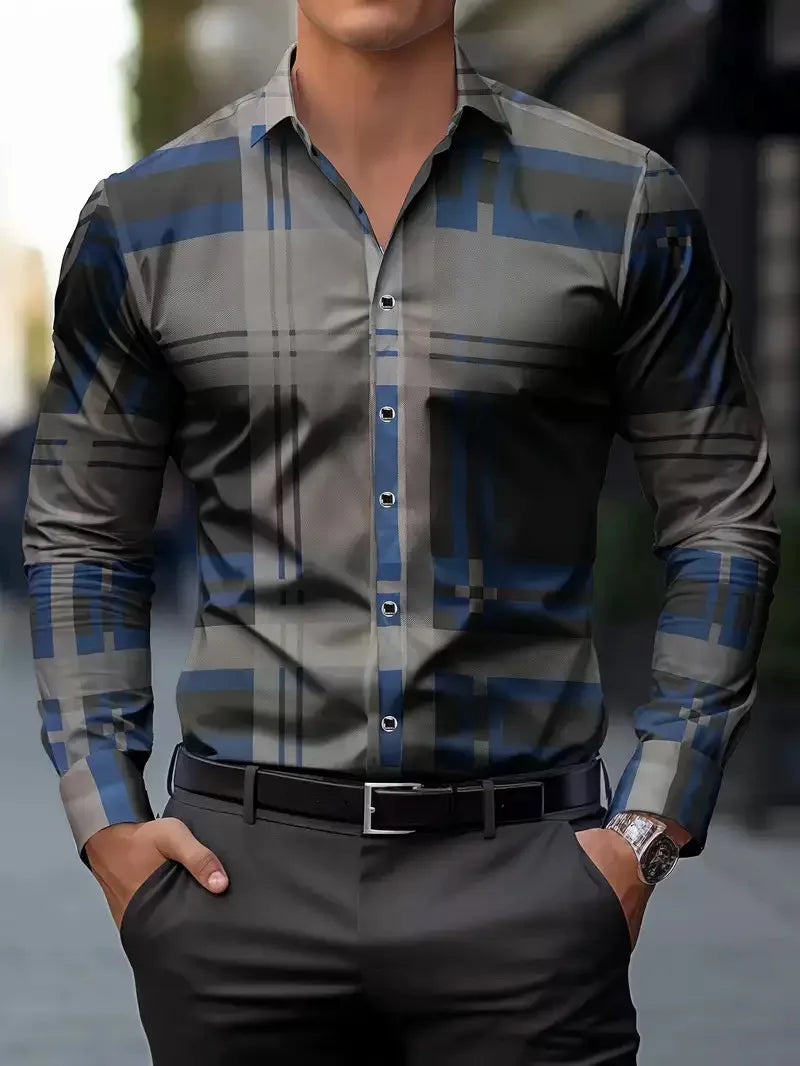 Check Print Long Sleeve Luxury Shirt