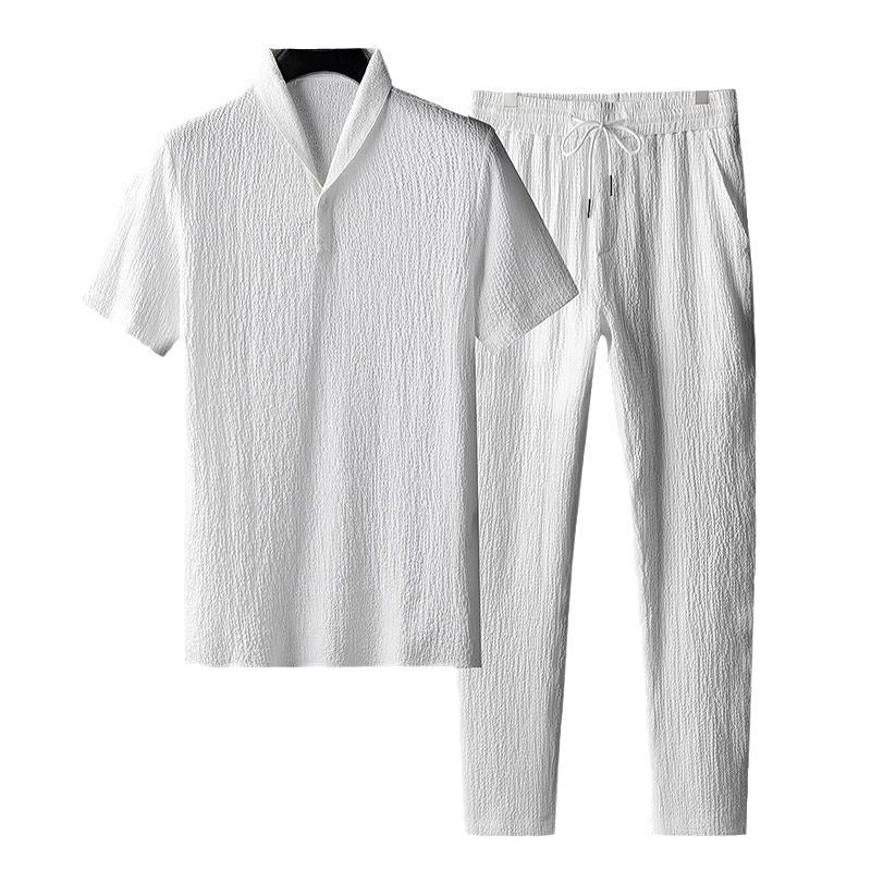 The Cuban Collar Short-Sleeved Two-Piece Set