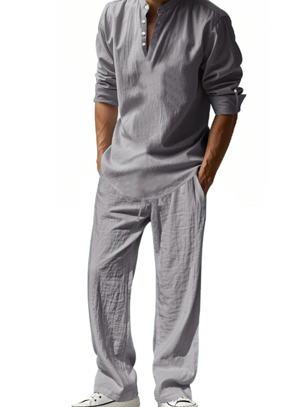 Henley   Streetwear Lightweight Cotton Linen Shirts