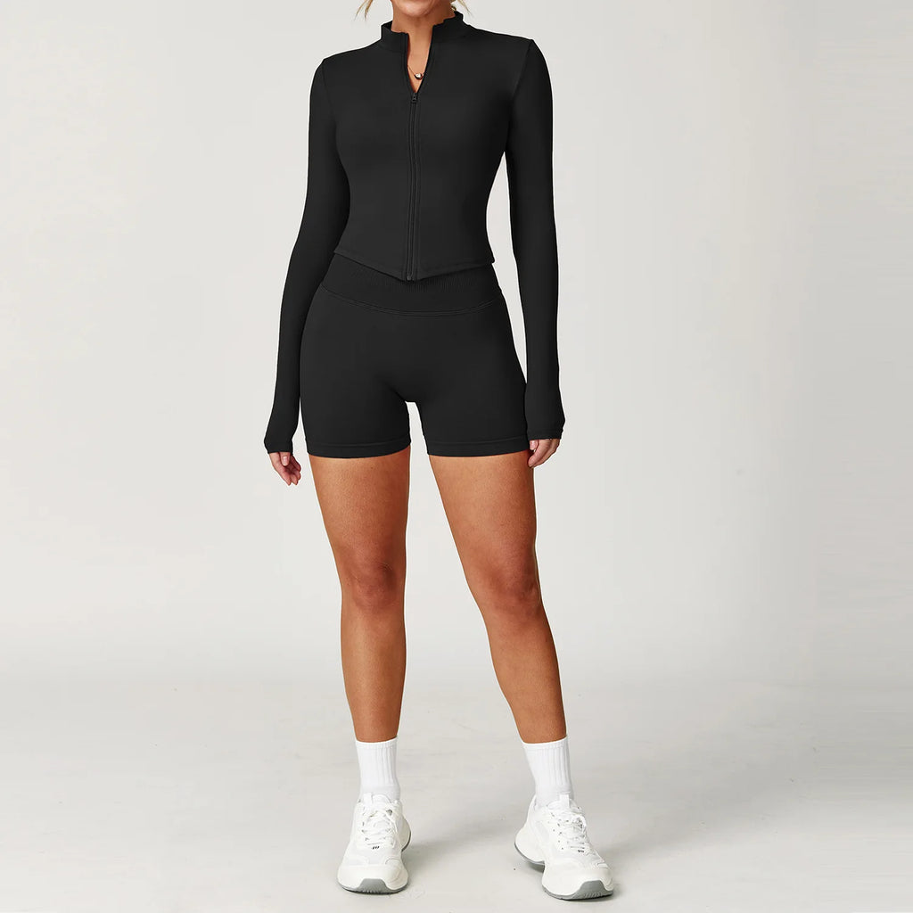 Seamless Yoga Set Gym Clothes 2PCS Women Sportswear Yoga Suits Tracksuits Fitness Long Sleeved Jacket Sports Bra Gym Leggings