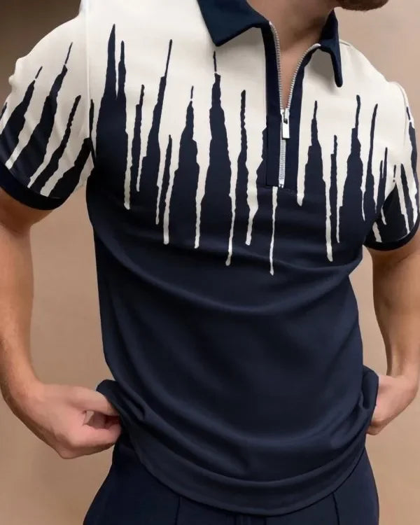 Polo Shirt Short Regular Top Splice Print
