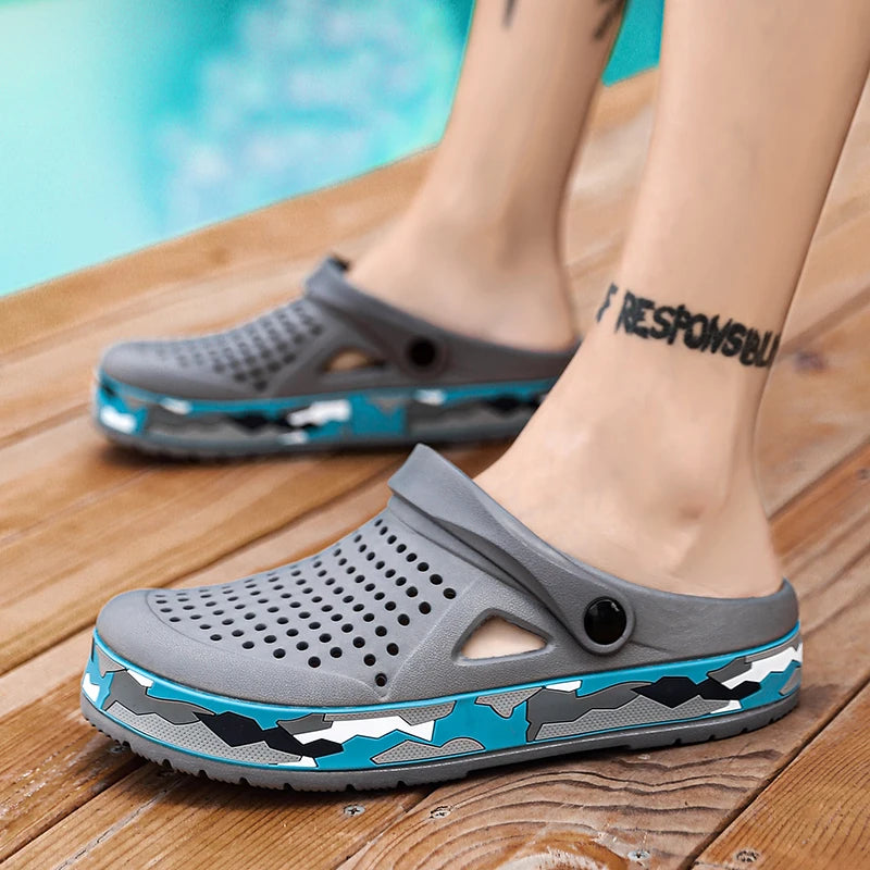 Summer Men Shoes Clogs Slippers Men Garden Flat Sandals Platform Sandals Man Water Shoes Male Sneakers Outdoor Home Slippers