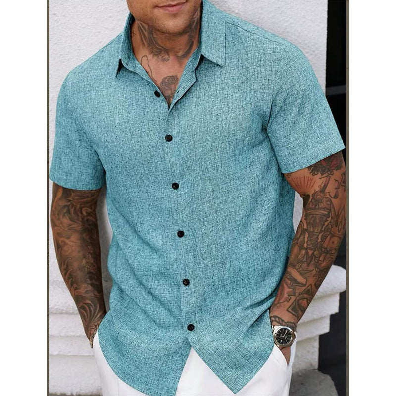 Mens Solid Color Short Sleeve Knitted Shirt