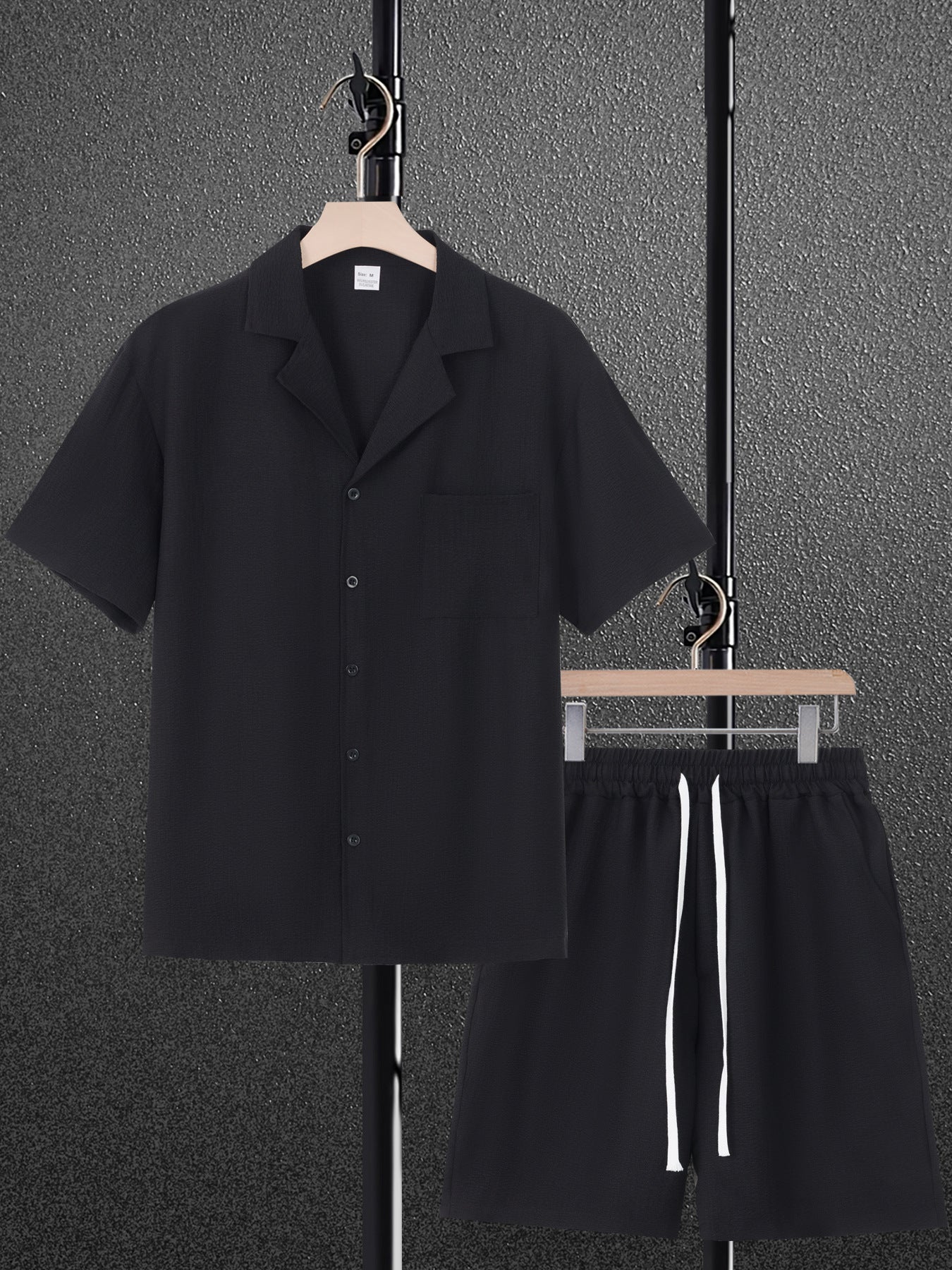 Mens Cotton Linen Short Sleeve Shirt Set