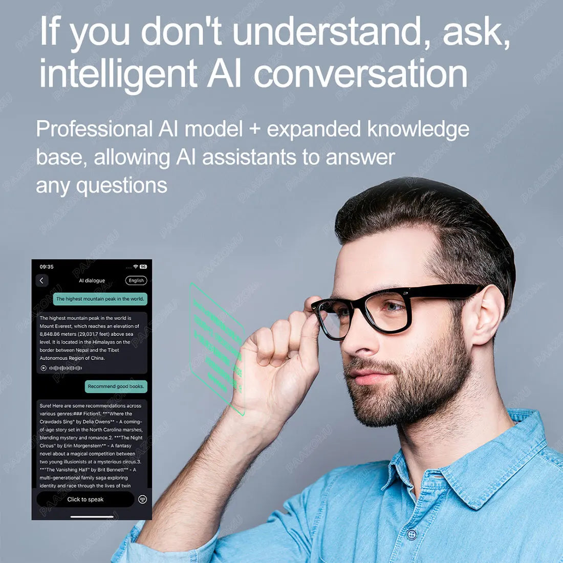 Upgrade Smart Glasses 134 Online Languages AI Automatic Translation Conversation with Speaker UV Protected Bluetooth Sunglasses