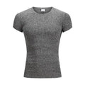 High Stretch Ice Silk Knit Stripe POLO Shirts Mens Slim Short-Sleeve Tops Tee Tshirt Lapel Neck Undershirt