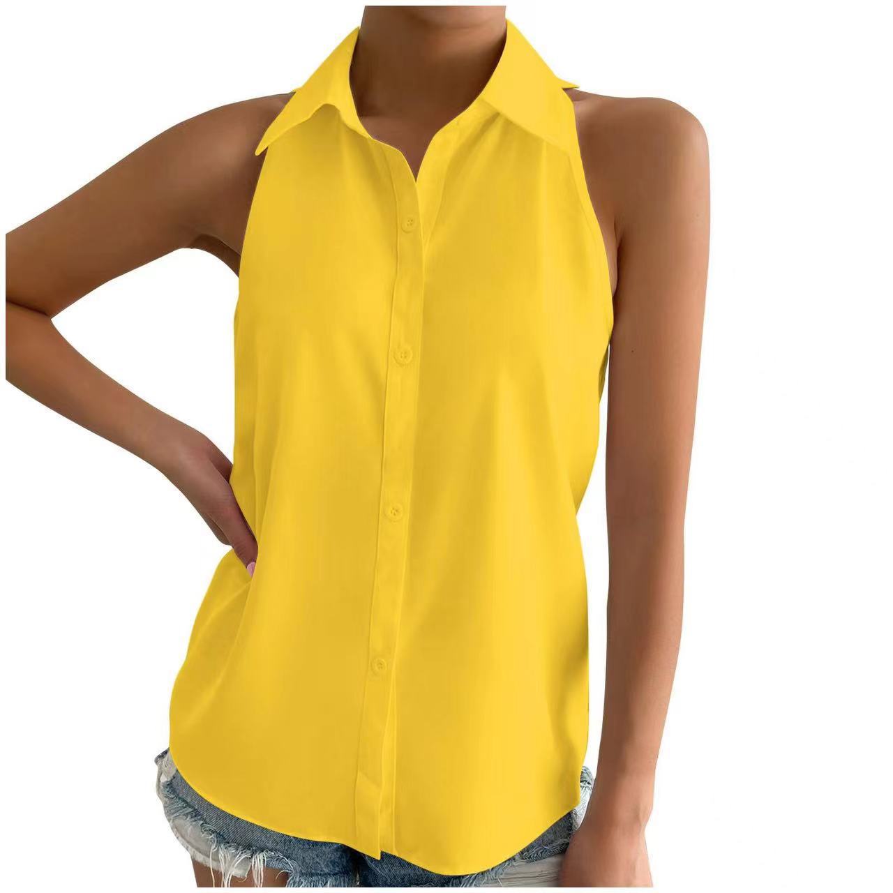 Sleeveless Satin Shirt for Women