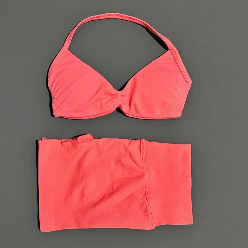 2 Piece Impact Yoga Set Sportswear Woman Gym Strappy Bra And Shorts Activewear Pilates Clothes Sports Workout Fitness Suit
