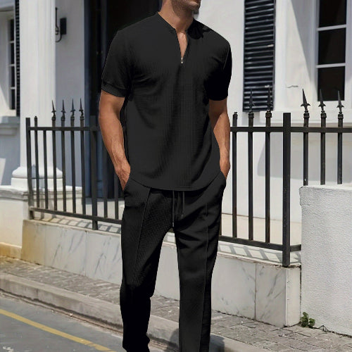 Short Sleeve Polo and Pants Casual Set