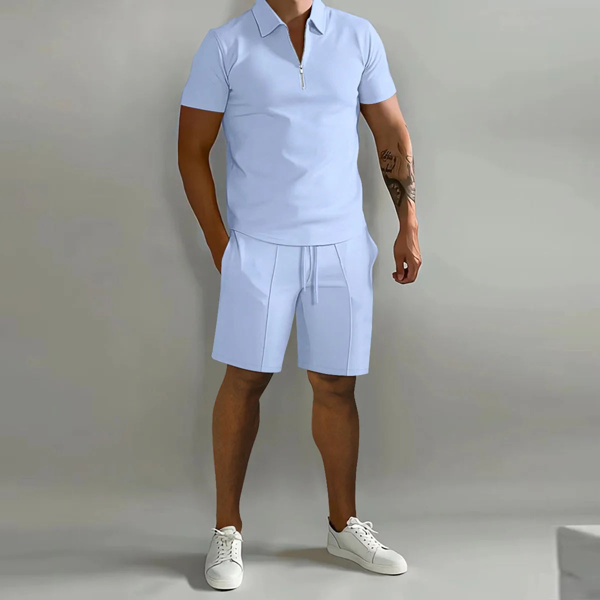 2026 Summer Men's Polo Casual Loose Short Sleeve Shorts Sports Set