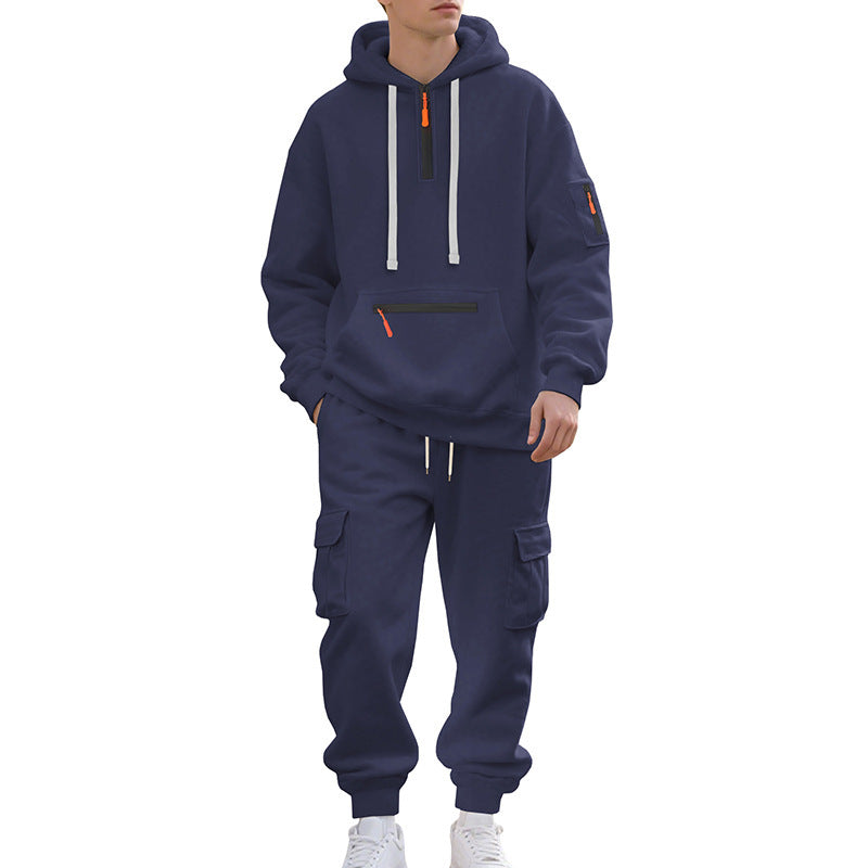 Plus-size fleece-lined loose-fitting casual sportswear set