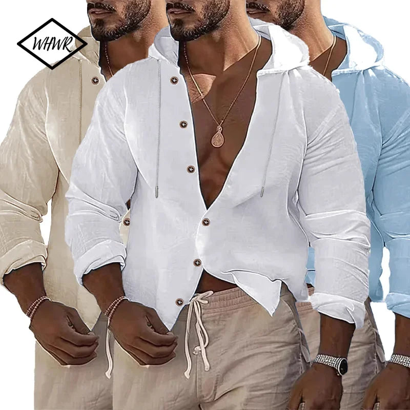 Men's Casual Hooded Linen Streetwear