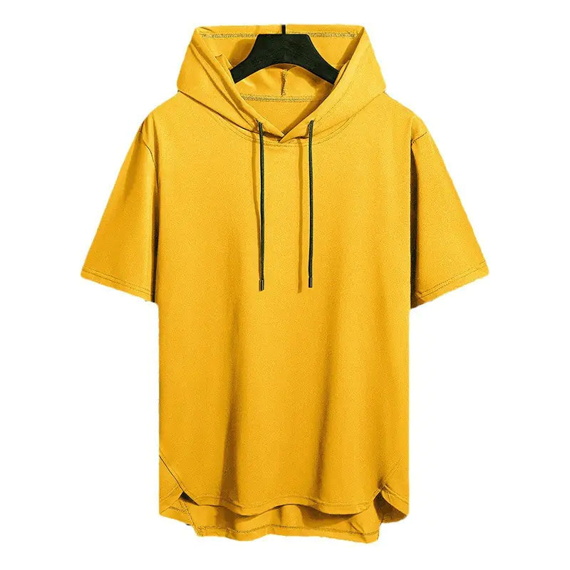 Solid Color Hooded Short Sleeve T-Shirt