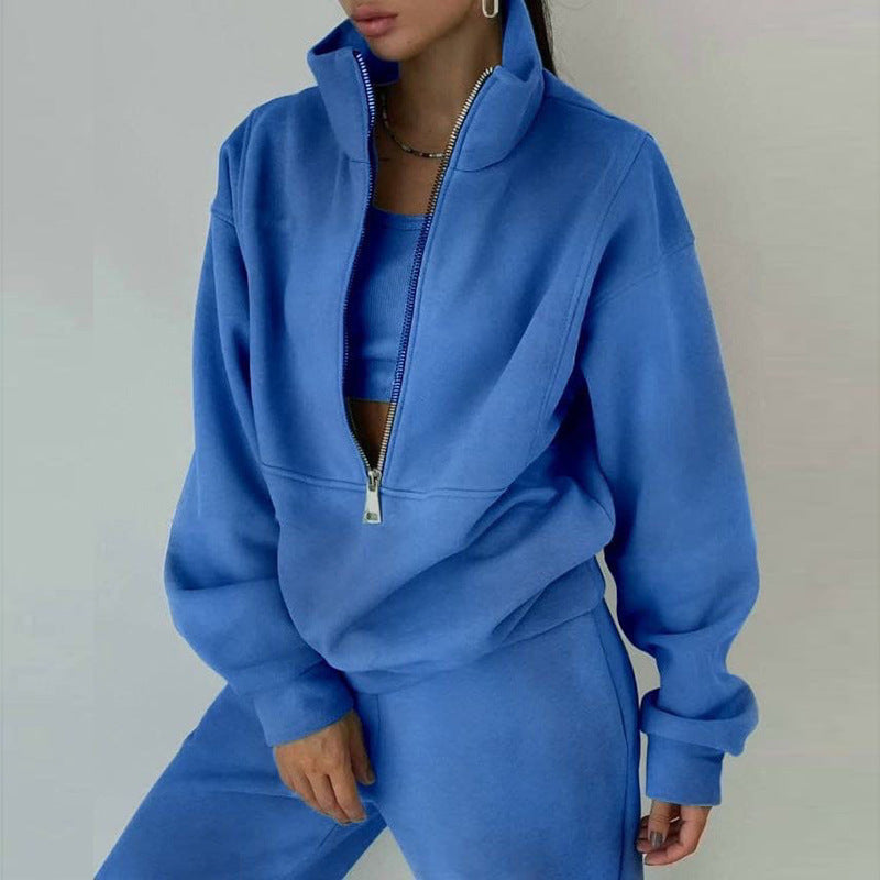 Women's Fleece Two-Piece Sweatshirt and Trousers Set