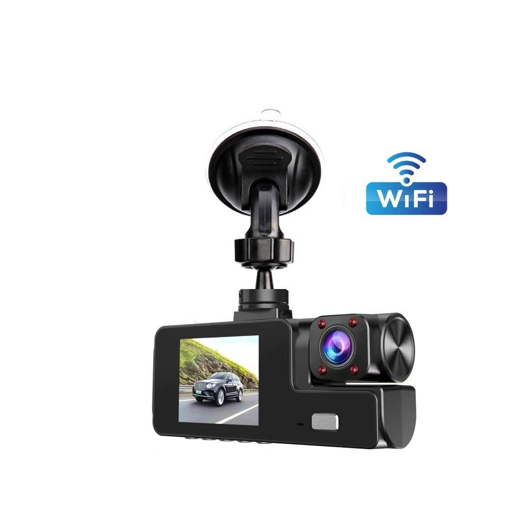 Triple Lens Car Dash Cam with WiFi Connectivity