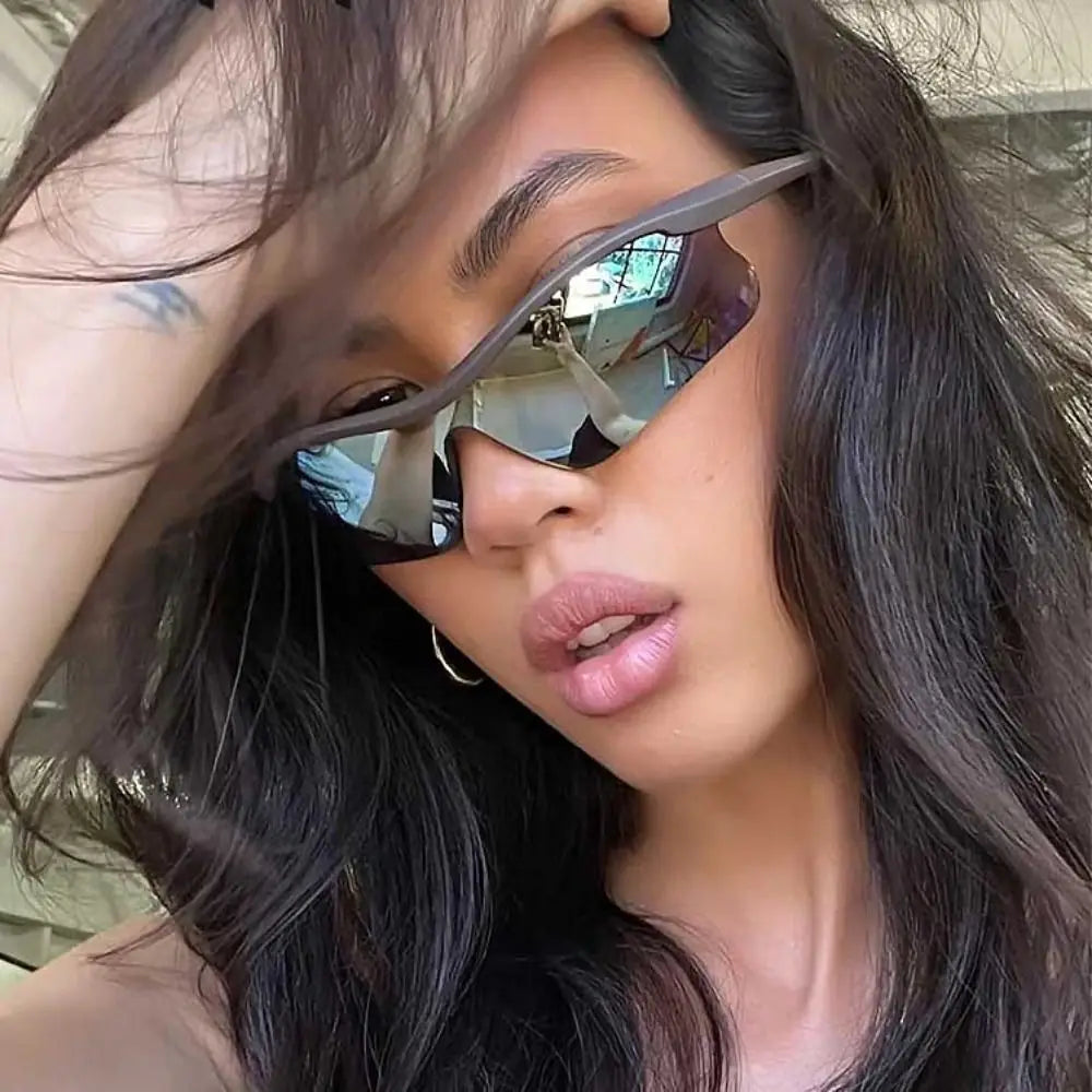 Outdoor Sports Sunglasses Fashion Women Men Semi Rimless Sun Glasses Cycling Goggles Bicycle Eyewear