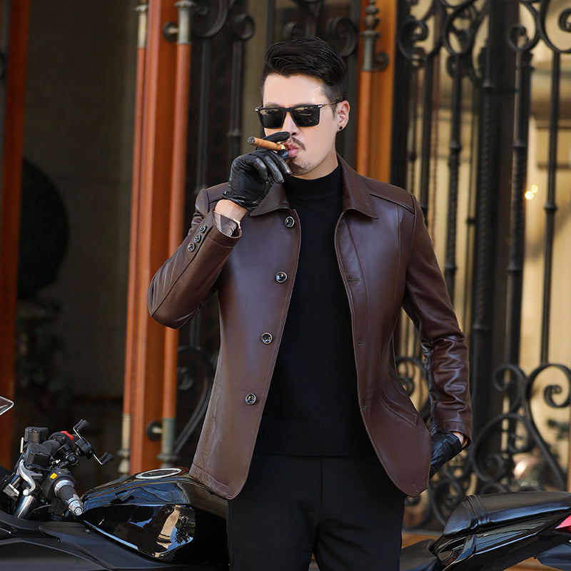 Mens Genuine Sheepskin Leather Jacket