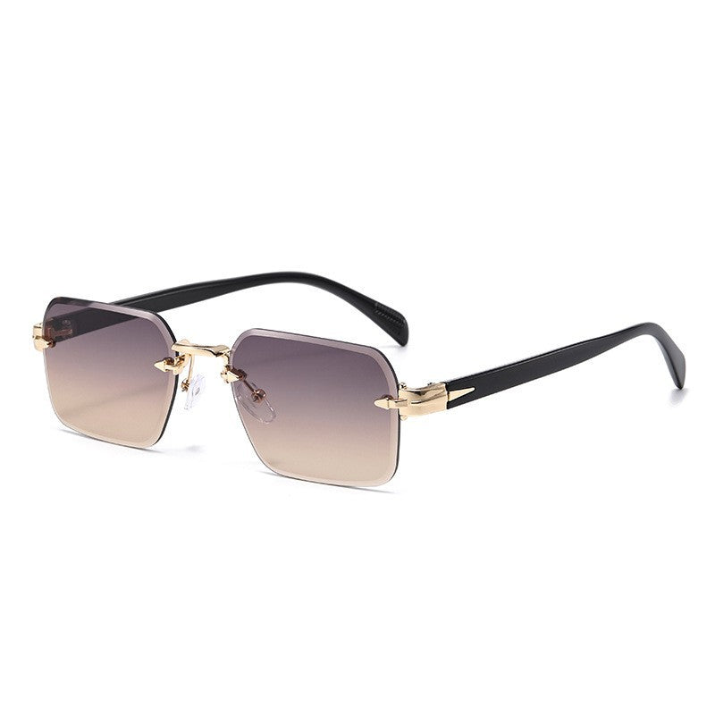 Metal Frameless Sunglasses with Floral Design