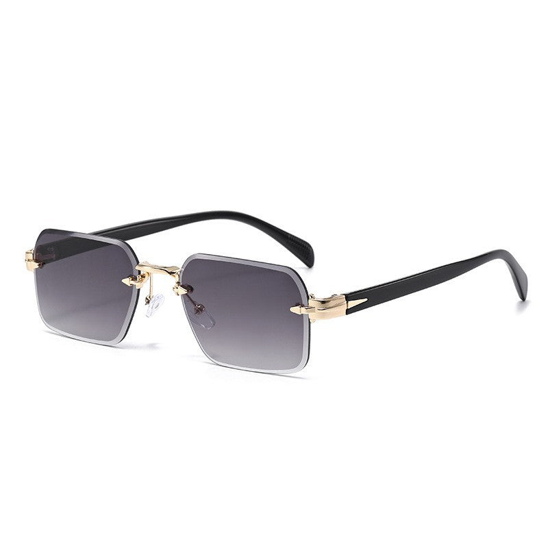 Metal Frameless Sunglasses with Floral Design