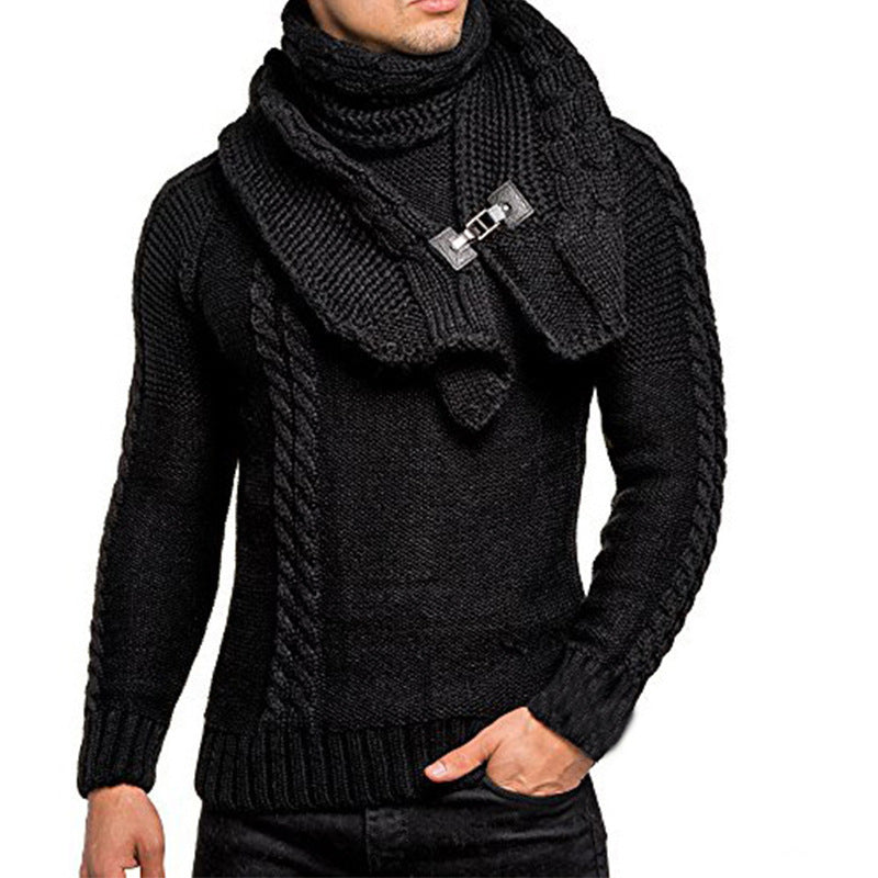 Fashionable Men's Knit Sweater with Turtleneck Design