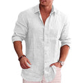 Men's Linen Lapel Long-Sleeved Casual Shirt
