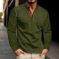 Men's Long Sleeve Stand Collar Polo Shirt