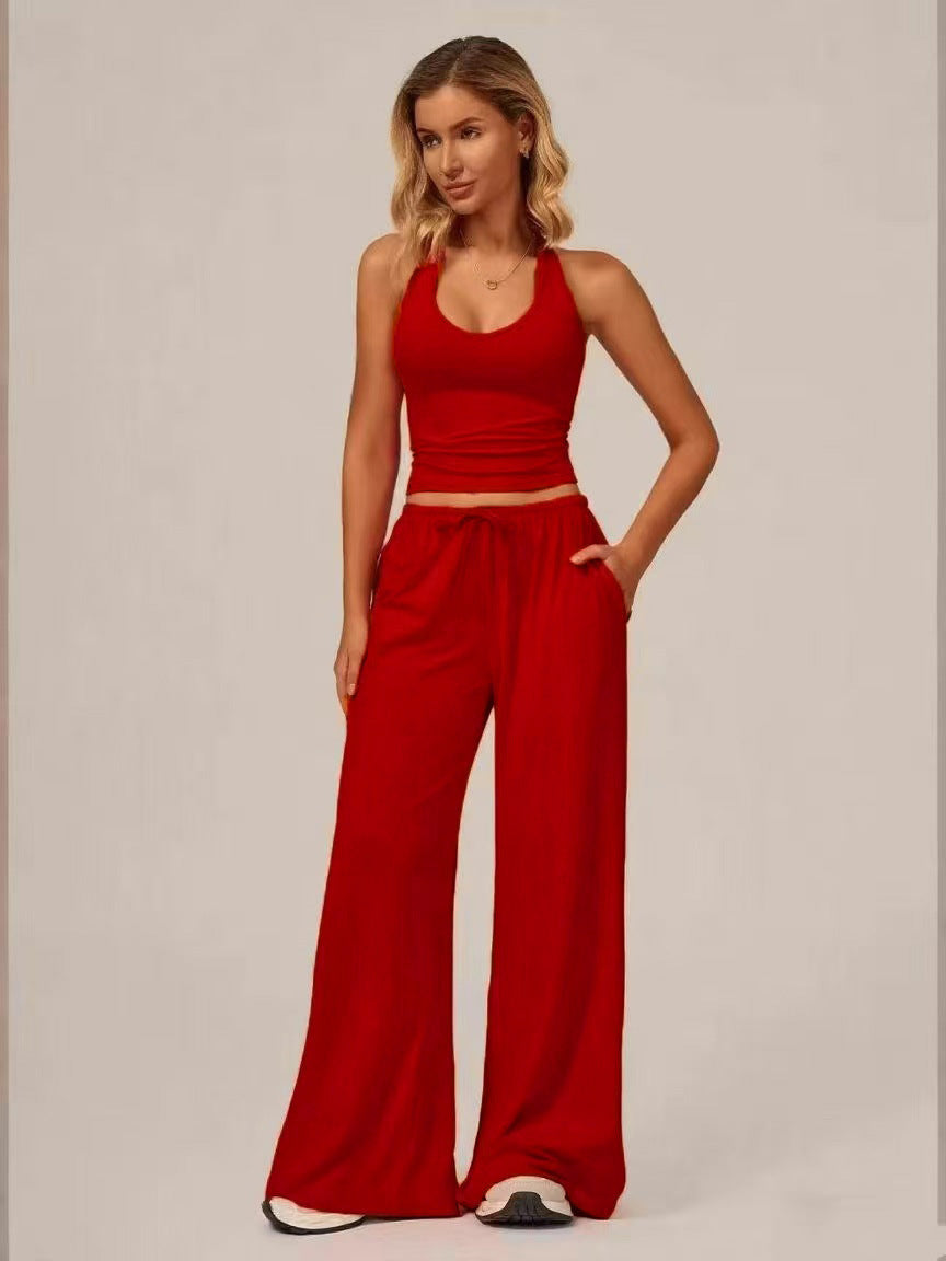 Sleeveless Vest and Wide-Leg Pants Set