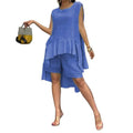 Women's Cotton Linen Two Piece Set Irregular Ruffle Hem Sleeveless Top Drawstring Shorts Summer Casual Outfit Retro Female Wear