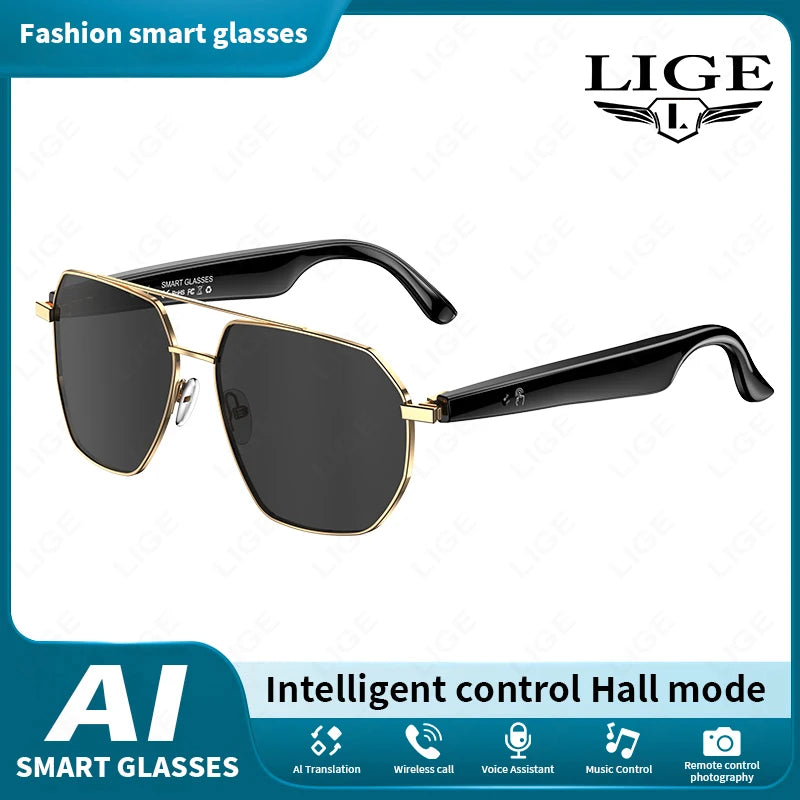 AI Smart Translate Sunglasses Bluetooth Call Noise Canceling Music Play BT Call Translate Smart Glasses for Studying Travaling
