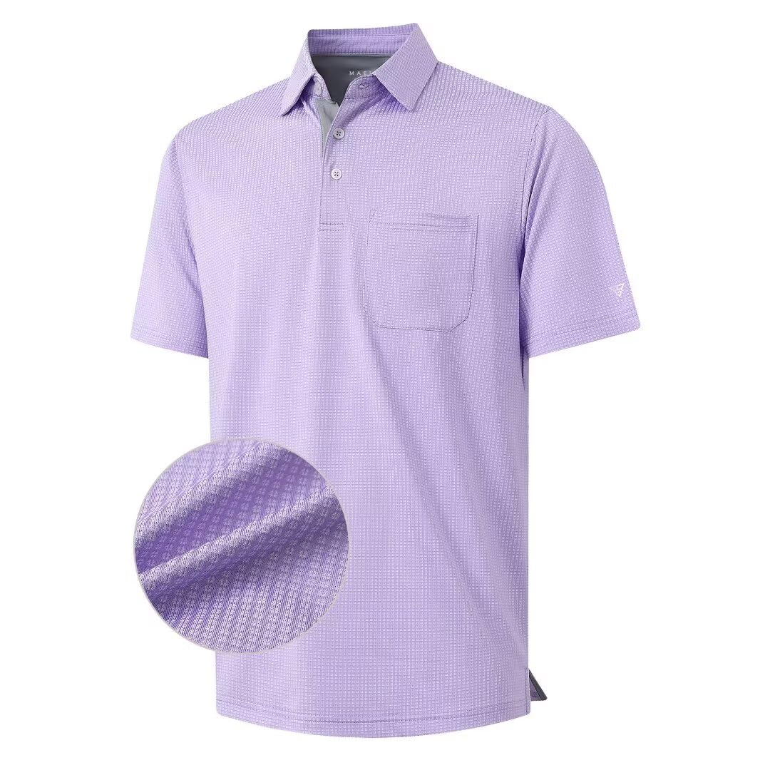 M MAELREG Golf Polo Shirts for Men Dry Fit Casual Performance Moisture Wicking Mens Polo Shirts Short Sleeve Lavender