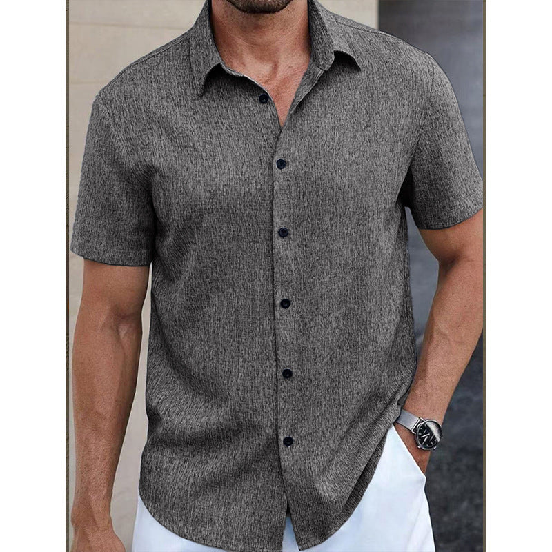Mens Solid Color Short Sleeve Knitted Shirt