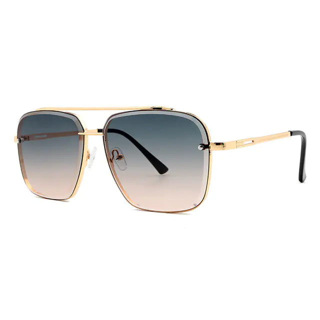Metal Cut Edge Double Beam Sunglasses for Men
