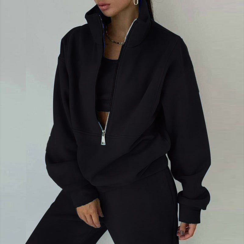 Women's Fleece Two-Piece Sweatshirt and Trousers Set