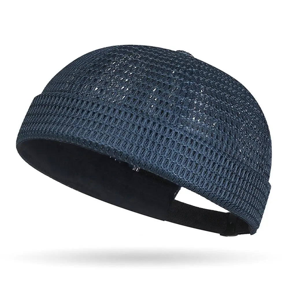 New Mesh Breathable Brimless Melon Skin Hat Summer Ultra-Light Adjustable Docker Beanies Hat Outdoor Hip Hop Sailor Landlord Cap