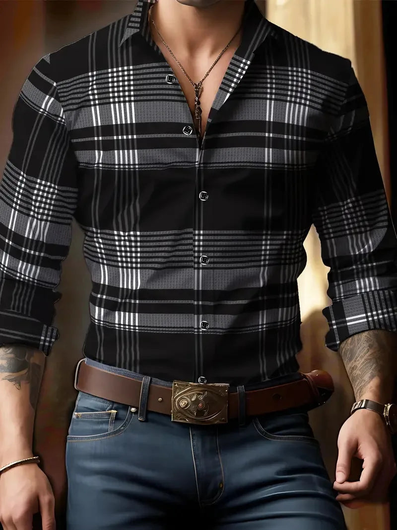 Check Print Long Sleeve Luxury Shirt