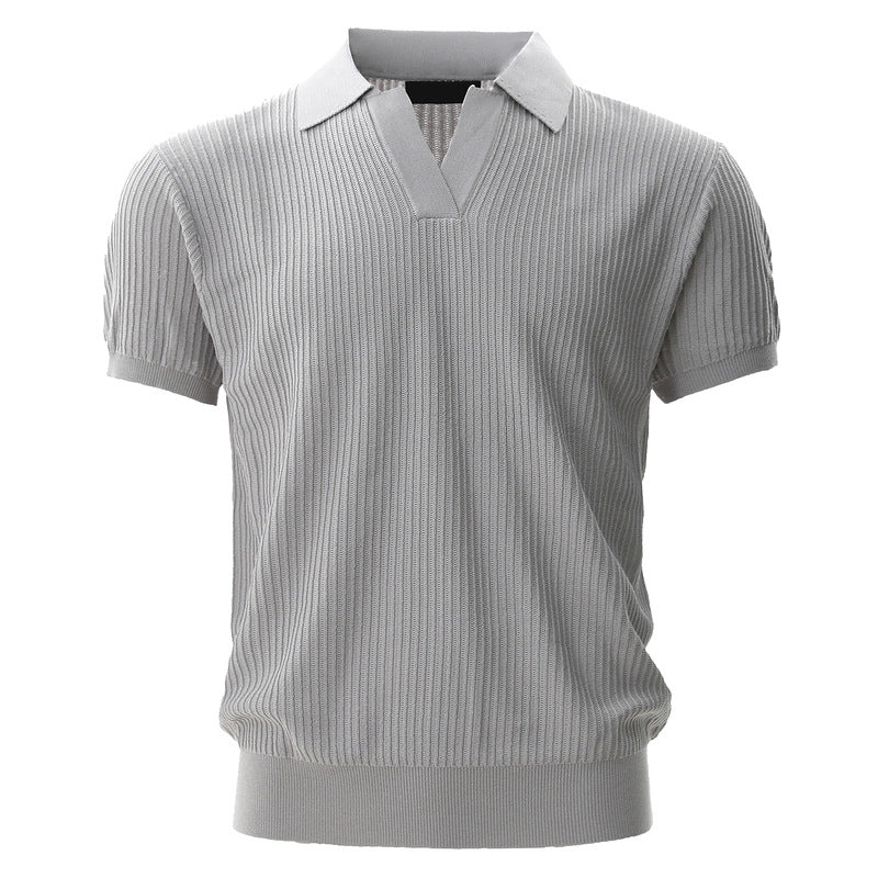 Men's Knitted Short Sleeve Polo Shirt