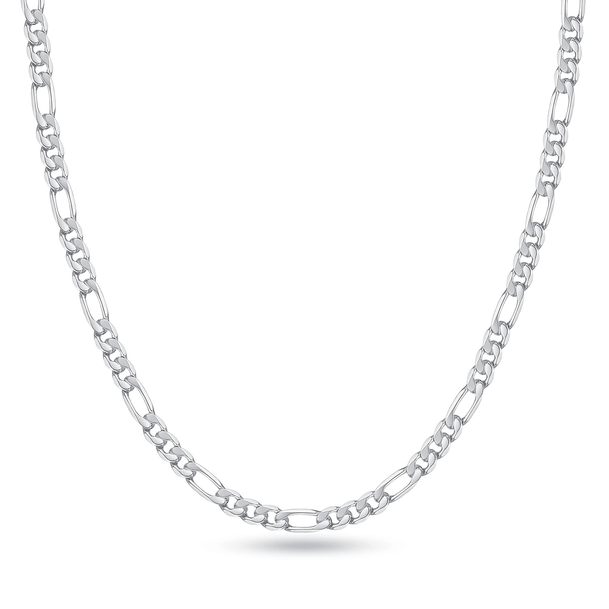 GLIJWELE Silver Chain for Men Sterling Silver Chain for Men 3mm Silver Chain for Men Chain Necklace Mens Chain Sterling Silver Figaro Chain Necklace for Men Gifts 22 Inch