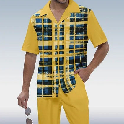 Men's Casual 3D Printed Shirt and Trousers Suit