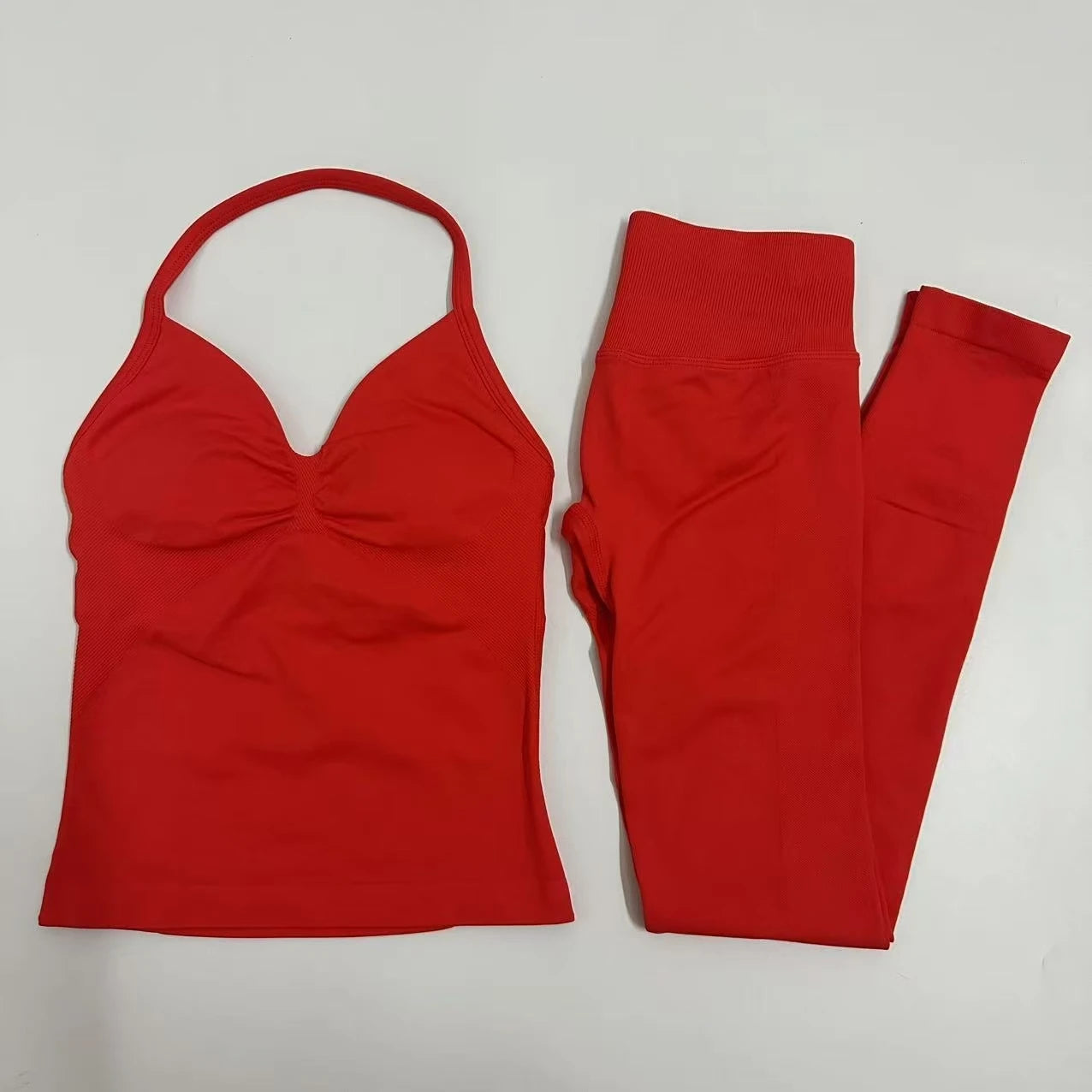 2 Pieces Set Yoga Leggings Set Women Backless Tank Tops High Waist Scrunch Gym Suit Fitness Clothes Outfit Yoga Set